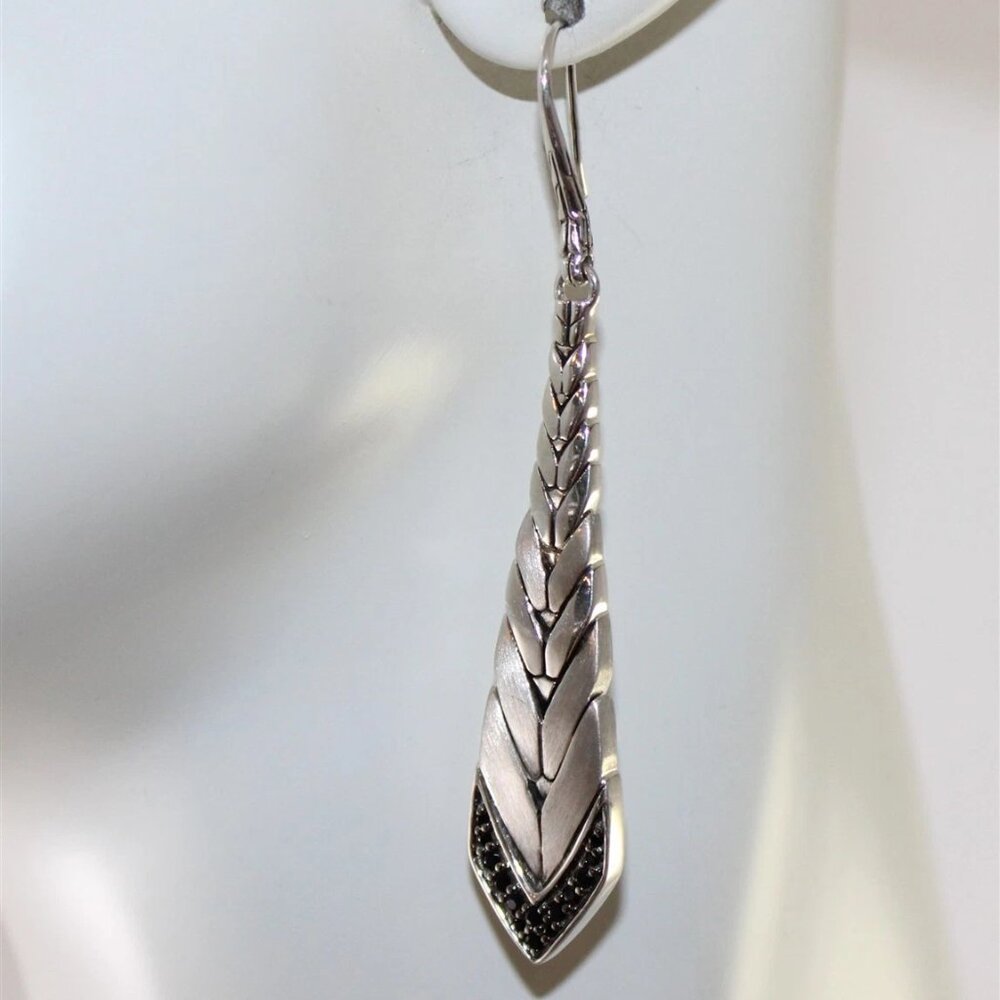 John Hardy Sterling Silver 925 Black Sapphire Dangle Earrings